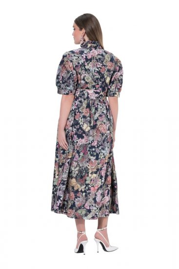 Ulla Popken 850298 Virágos ingruha Sötétkék - Maxi ruhák - Női plus size maxiruhák