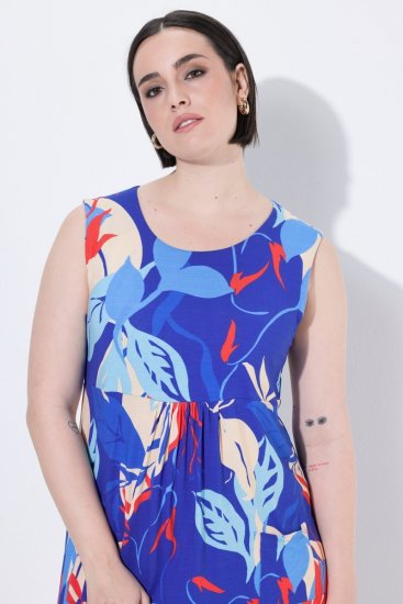 Ulla Popken 850367 Mintás jersey ruha Sötétkék - Jersey ruhák - 