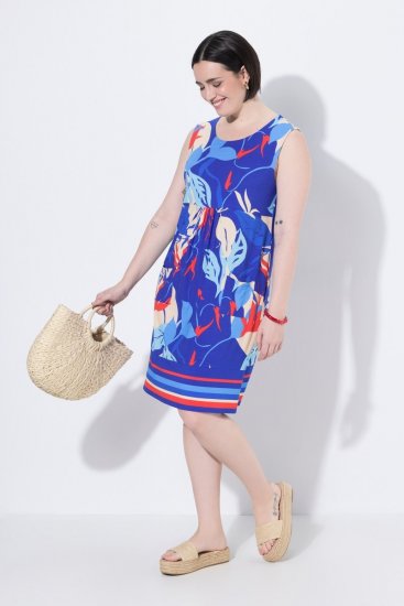 Ulla Popken 850367 Mintás jersey ruha Sötétkék - Jersey ruhák - 