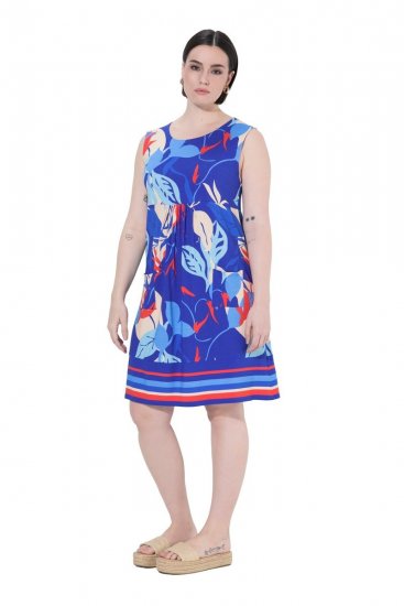 Ulla Popken 850367 Mintás jersey ruha Sötétkék - Jersey ruhák - 