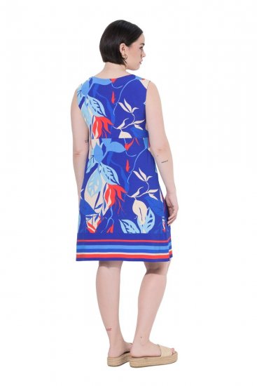 Ulla Popken 850367 Mintás jersey ruha Sötétkék - Jersey ruhák - 