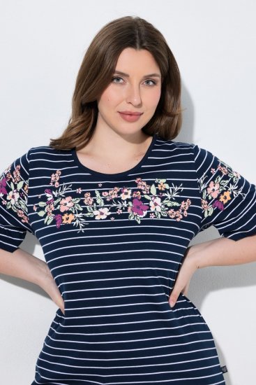 Ulla Popken 850403 Virágos pizsama Sötétkék - Pizsama/Loungewear - 