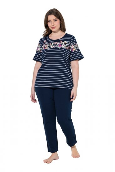 Ulla Popken 850403 Virágos pizsama Sötétkék - Pizsama/Loungewear - 