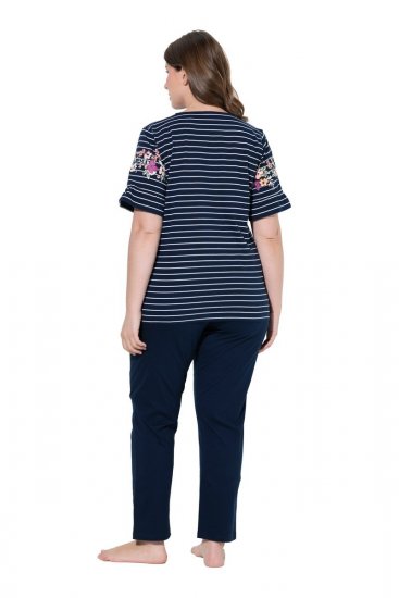 Ulla Popken 850403 Virágos pizsama Sötétkék - Pizsama/Loungewear - 