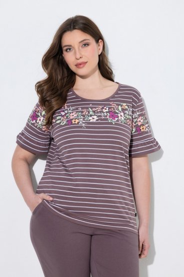 Ulla Popken 850403 Virágos pizsama Barna - Pizsama/Loungewear - 