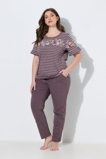 Ulla Popken 850403 Virágos pizsama Barna - Pizsama/Loungewear - 