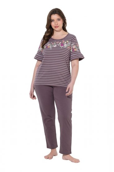 Ulla Popken 850403 Virágos pizsama Barna - Pizsama/Loungewear - 