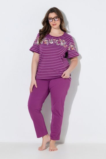 Ulla Popken 850403 Virágos pizsama Lila - Pizsama/Loungewear - 
