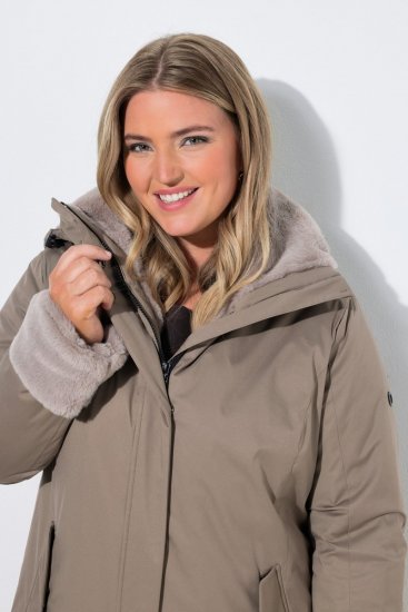 Ulla Popken 850509 Műszőrme dzseki Taupe - Dzsekik - Nagy méretű női dzsekik