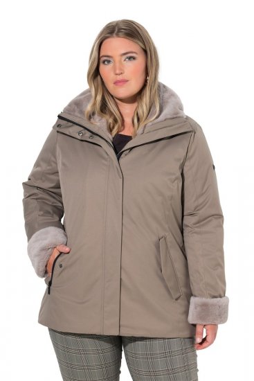 Ulla Popken 850509 Műszőrme dzseki Taupe - Dzsekik - Nagy méretű női dzsekik