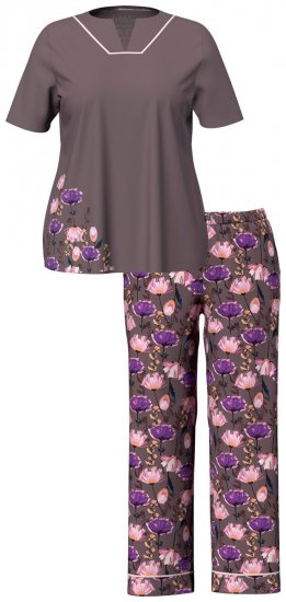 Ulla Popken 850903 Virágos pizsama 2 db Barna - Pizsama/Loungewear - 