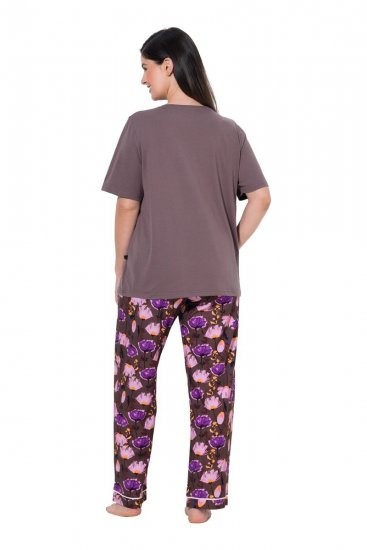 Ulla Popken 850903 Virágos pizsama 2 db Barna - Pizsama/Loungewear - 