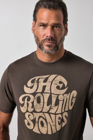 JP1880 851001 Rolling Stones Retro Logo Póló Mogyoró - Zenekaros pólók - Zenekaros pólók nagy méretben
