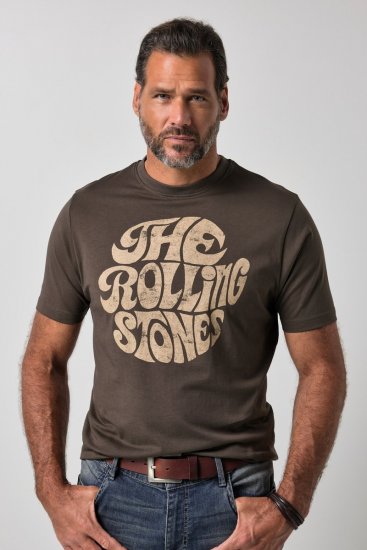 JP1880 851001 Rolling Stones Retro Logo Póló Mogyoró - Zenekaros pólók - Zenekaros pólók nagy méretben