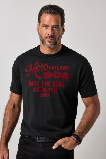 JP1880 851002 Mellkasi mintás póló Fekete TALL - TALL pólók - TALL Pólók