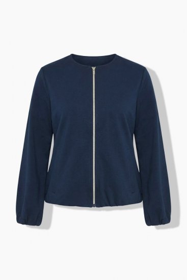 Ulla Popken 851040 Cipzáras pulóver Sötétkék - Melegítőfelsők - Női plus size pulóverek