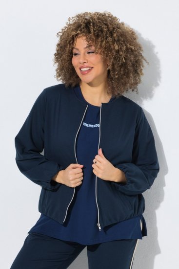 Ulla Popken 851040 Cipzáras pulóver Sötétkék - Melegítőfelsők - Női plus size pulóverek