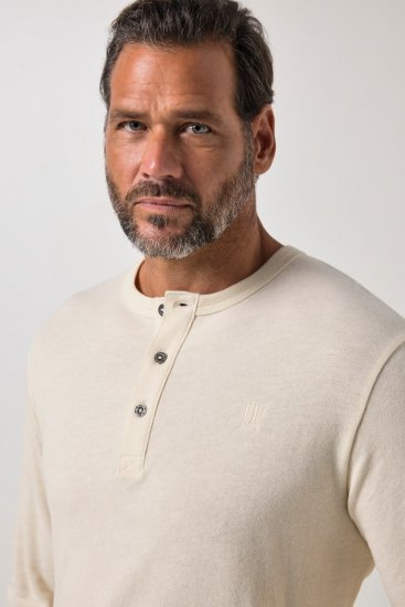 JP1880 851075 Hosszú ujjú henley póló Homokszürke TALL - TALL pólók - TALL Pólók