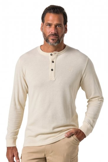 JP1880 851075 Hosszú ujjú henley póló Homokszürke TALL - TALL pólók - TALL Pólók