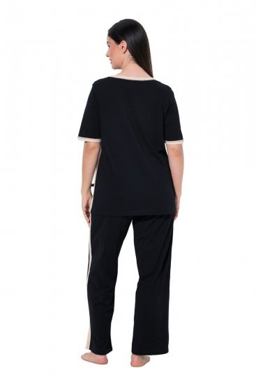 Ulla Popken 851245 Csíkos pizsama Fekete - Pizsama/Loungewear - 