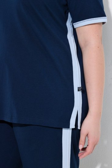 Ulla Popken 851245 Csíkos pizsama Sötétkék - Pizsama/Loungewear - 