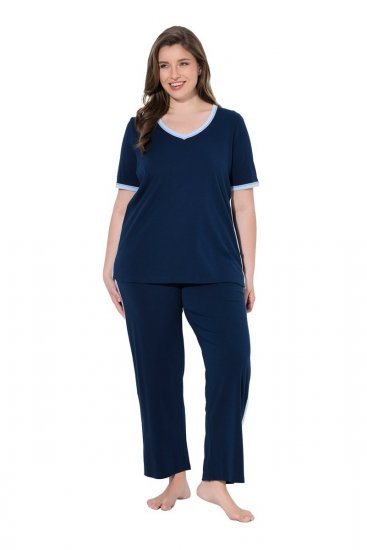 Ulla Popken 851245 Csíkos pizsama Sötétkék - Pizsama/Loungewear - 