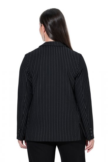 Ulla Popken 851341 Tűcsíkos sztreccs blézer Fekete - Blézerek - Blézerek plus size méretben nőknek