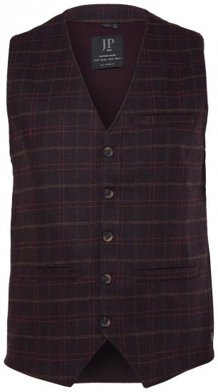JP1880 851393 Kockás tweed mellény Borvörös - Öltönyök - Nagyméretű öltönyök