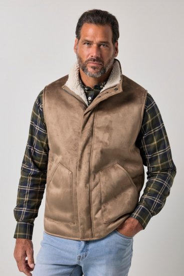 JP1880 851516 Mellény műirha hatású teddy béléssel Bézs - Kabátok - Nagyméretű Kabátok - 2XL-8XL
