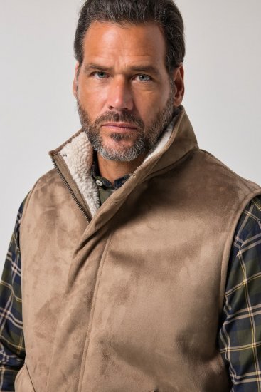 JP1880 851516 Mellény műirha hatású teddy béléssel Bézs - Kabátok - Nagyméretű Kabátok - 2XL-8XL