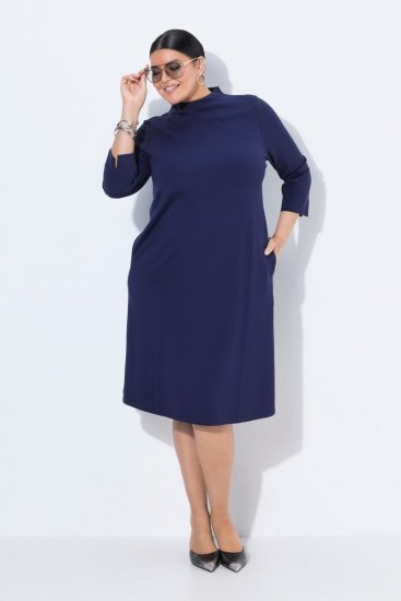 Ulla Popken 851664 A-vonalú jersey ruha zsebekkel Sötétkék - Ruhák - Ruhák minden méretben