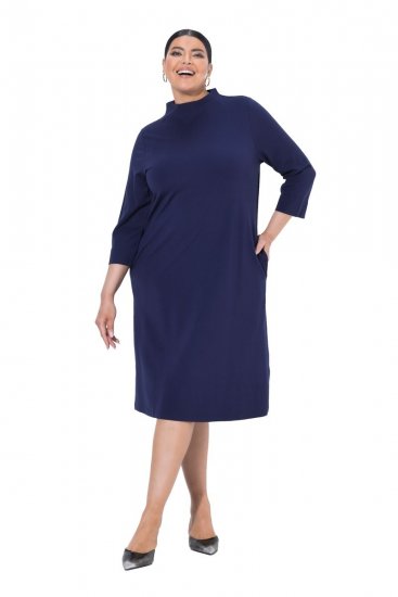 Ulla Popken 851664 A-vonalú jersey ruha zsebekkel Sötétkék - Ruhák - Ruhák minden méretben