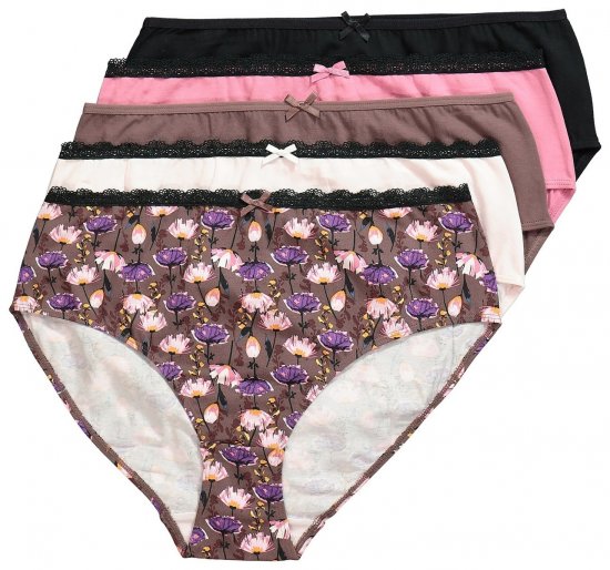 Ulla Popken 851711 Virágos alsók 5 db Barna - Alsók - 