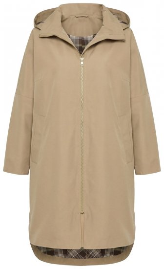 Ulla Popken 851764 Oversize kabát levehető kapucnival Homokszín - Kabátok - Női plus size kabátok