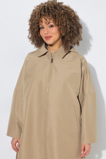 Ulla Popken 851764 Oversize kabát levehető kapucnival Homokszín - Kabátok - Női plus size kabátok