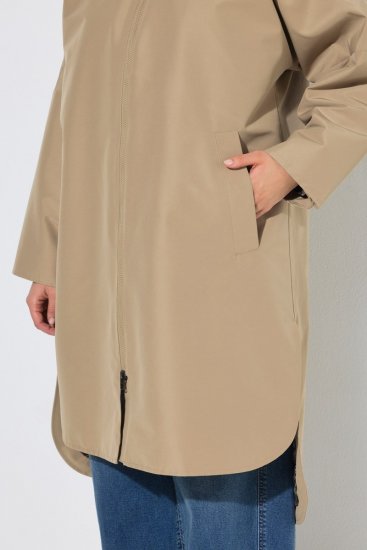 Ulla Popken 851764 Oversize kabát levehető kapucnival Homokszín - Kabátok - Női plus size kabátok