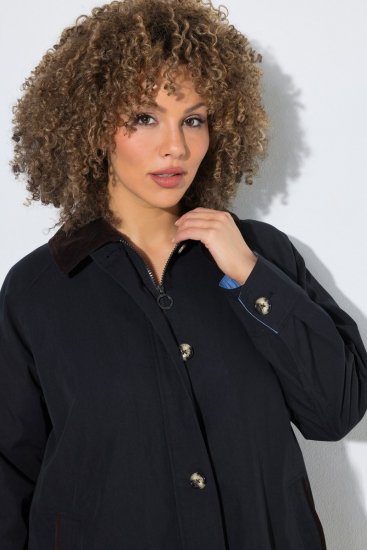 Ulla Popken 851765 Kordbársony kabát Sötétkék - Kabátok - Női plus size kabátok