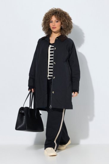 Ulla Popken 851765 Kordbársony kabát Sötétkék - Kabátok - Női plus size kabátok