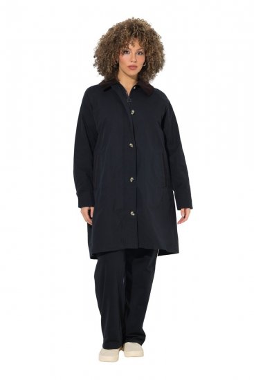 Ulla Popken 851765 Kordbársony kabát Sötétkék - Kabátok - Női plus size kabátok