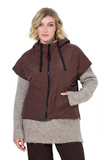Ulla Popken 851785 Oversize kapucnis steppelt mellény Barna - Mellények - 
