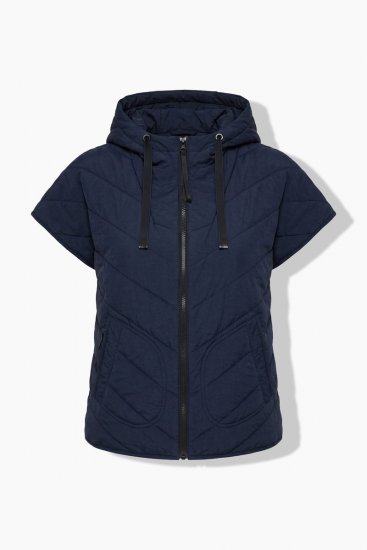 Ulla Popken 851785 Oversize kapucnis steppelt mellény Sötétkék - Mellények - 