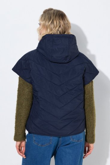 Ulla Popken 851785 Oversize kapucnis steppelt mellény Sötétkék - Mellények - 