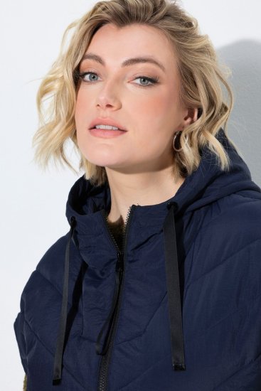 Ulla Popken 851785 Oversize kapucnis steppelt mellény Sötétkék - Mellények - 