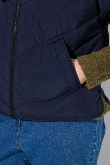 Ulla Popken 851785 Oversize kapucnis steppelt mellény Sötétkék - Mellények - 