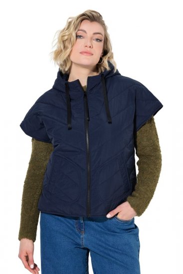 Ulla Popken 851785 Oversize kapucnis steppelt mellény Sötétkék - Mellények - 