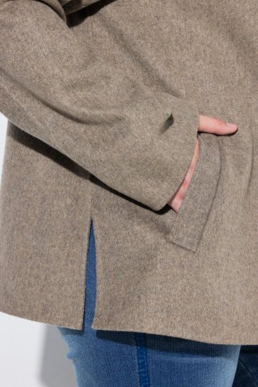 Ulla Popken 851788 Gyapjúkabát Világosbarna - Kabátok - Női plus size kabátok