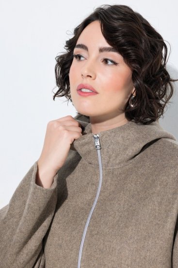 Ulla Popken 851788 Gyapjúkabát Világosbarna - Kabátok - Női plus size kabátok