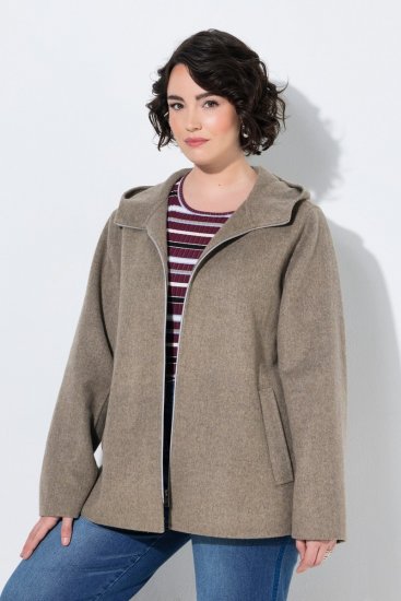 Ulla Popken 851788 Gyapjúkabát Világosbarna - Kabátok - Női plus size kabátok