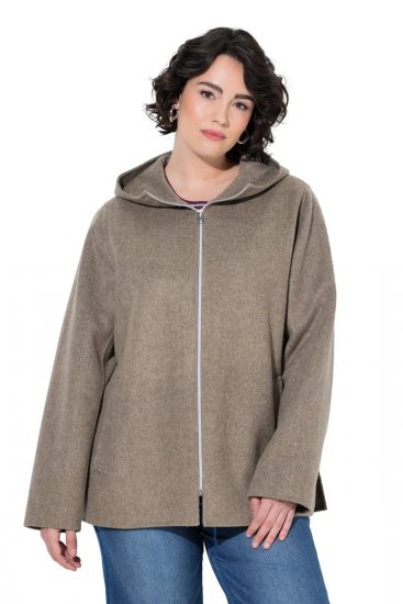 Ulla Popken 851788 Gyapjúkabát Világosbarna - Kabátok - Női plus size kabátok