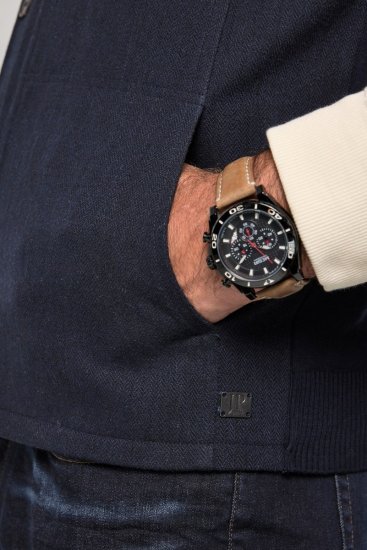 JP1880 851800 Halszálkás tweed mellény Sötétkék - Öltönyök - Nagyméretű öltönyök